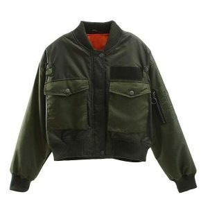 Y2K Grunge Army Girl Jacket - Retro 90s Fashion Statement Piece