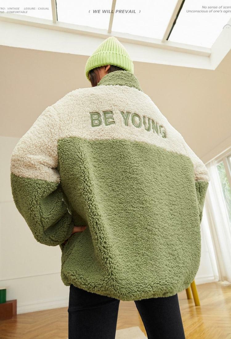 Y2K Grunge Be Young Teddy Jacket for Retro Summer Outfits