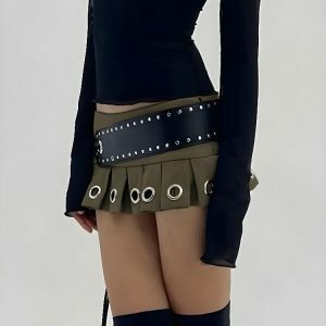 Y2K Grunge Belted Extra Mini Skirt for Trendy Summer Outfits