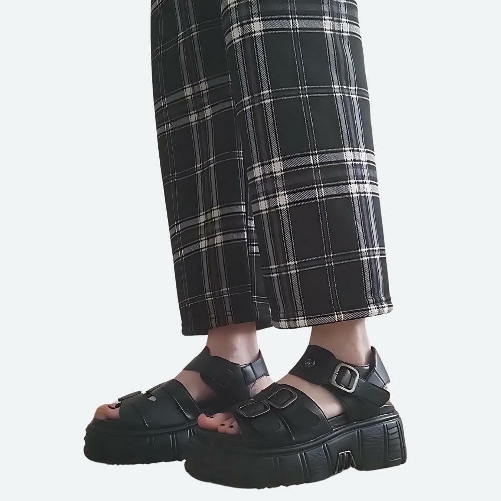 Y2K Grunge Belted Platform Sandals for Retro Summer Outfits