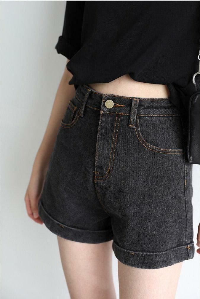 Y2K Grunge Black Jean Shorts for Retro Summer Outfits and Parties