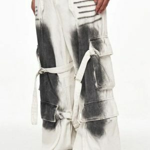 Y2K Grunge Cargo Pants with Dirty Effect for Retro Summer Vibes