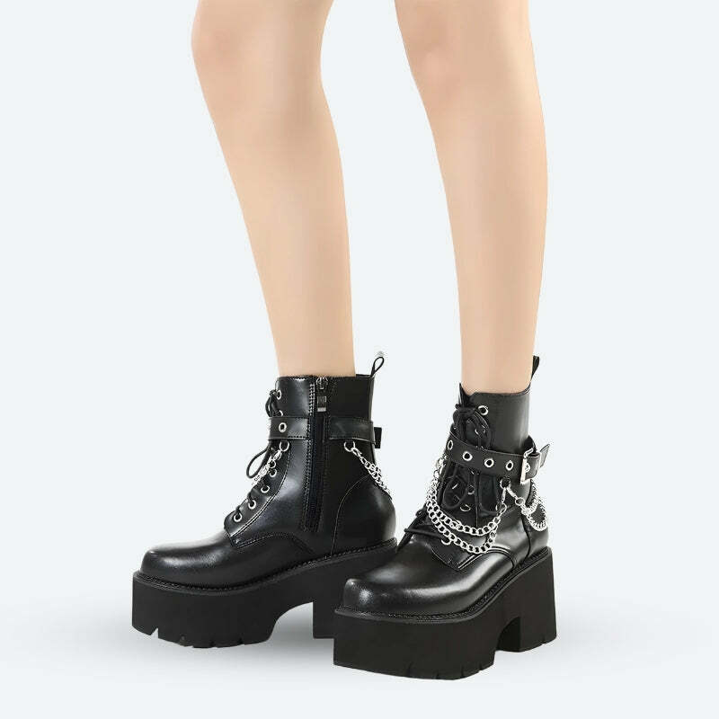 Y2K Grunge Chunky Boots for Retro Summer Outfits and Party Looks