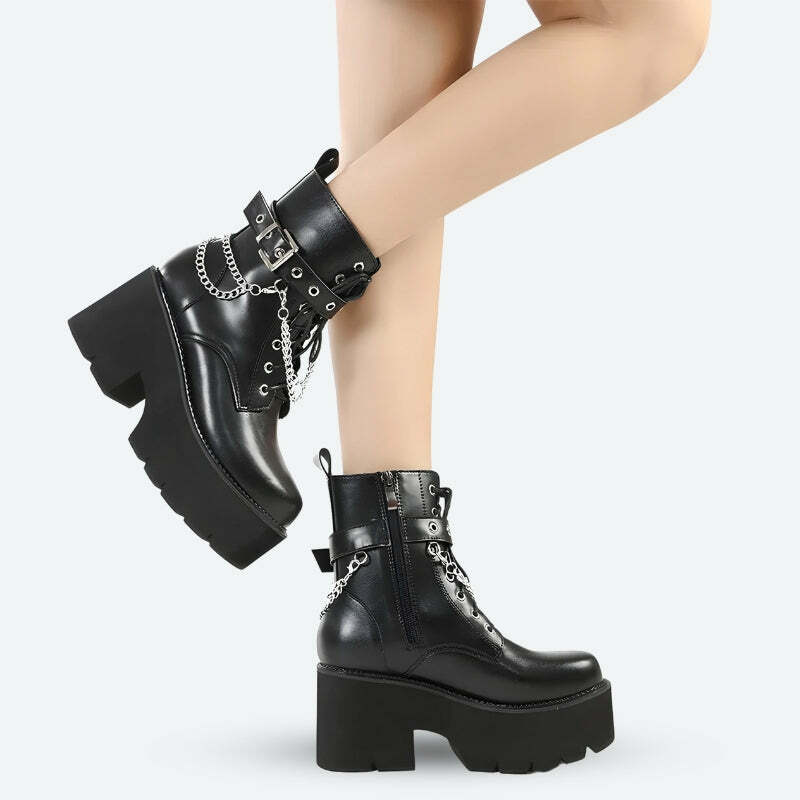 Y2K Grunge Chunky Boots for Retro Summer Outfits and Party Looks