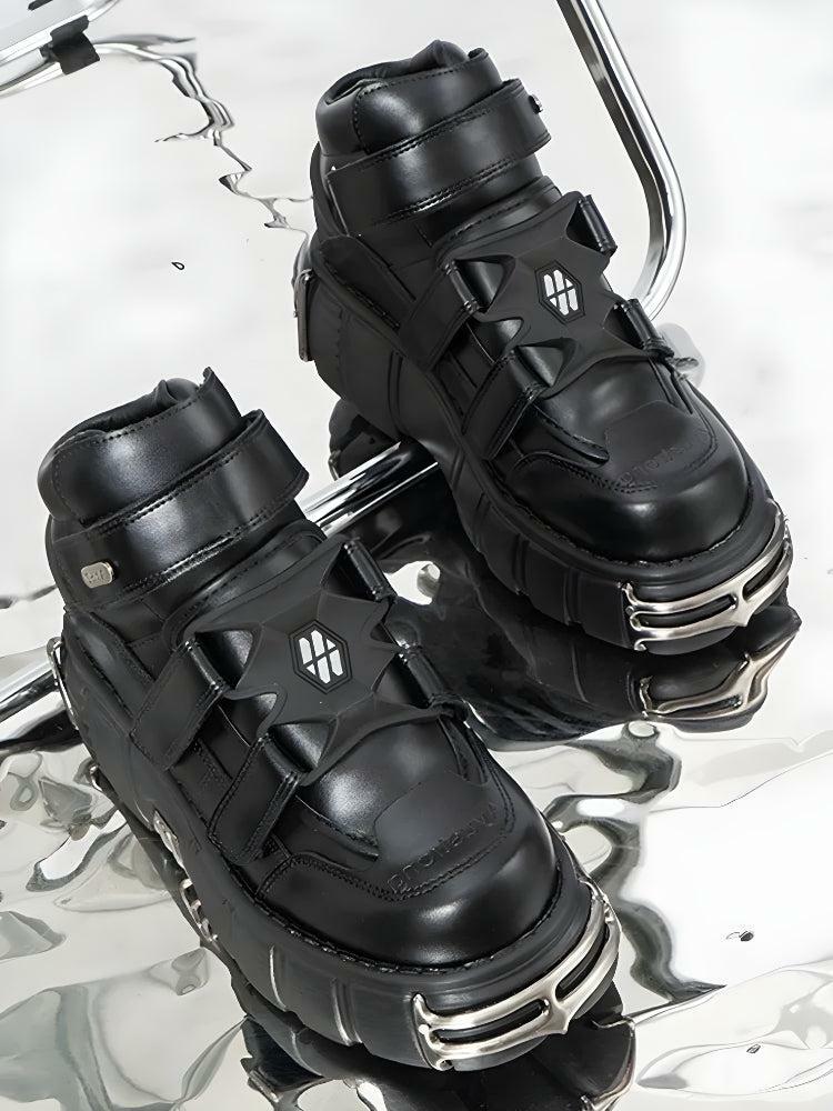 Y2K Grunge Chunky Metal Platform Boots for Retro Summer Outfits