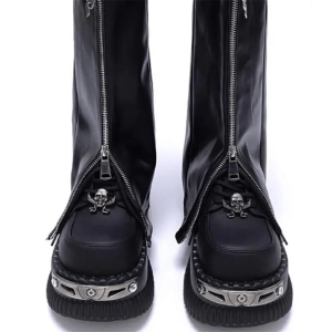 Y2K Grunge Chunky Platform Metal Skull Pumps for Retro Summer Vibes