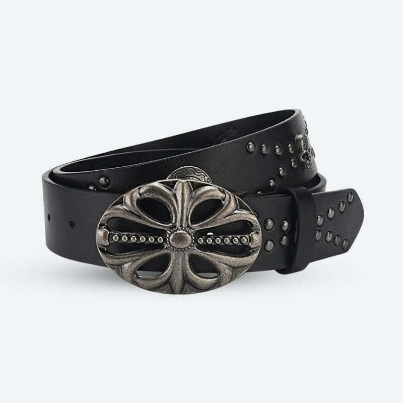 Y2K Grunge Cross Buckle Belt for Retro 90s Fashion Outfits