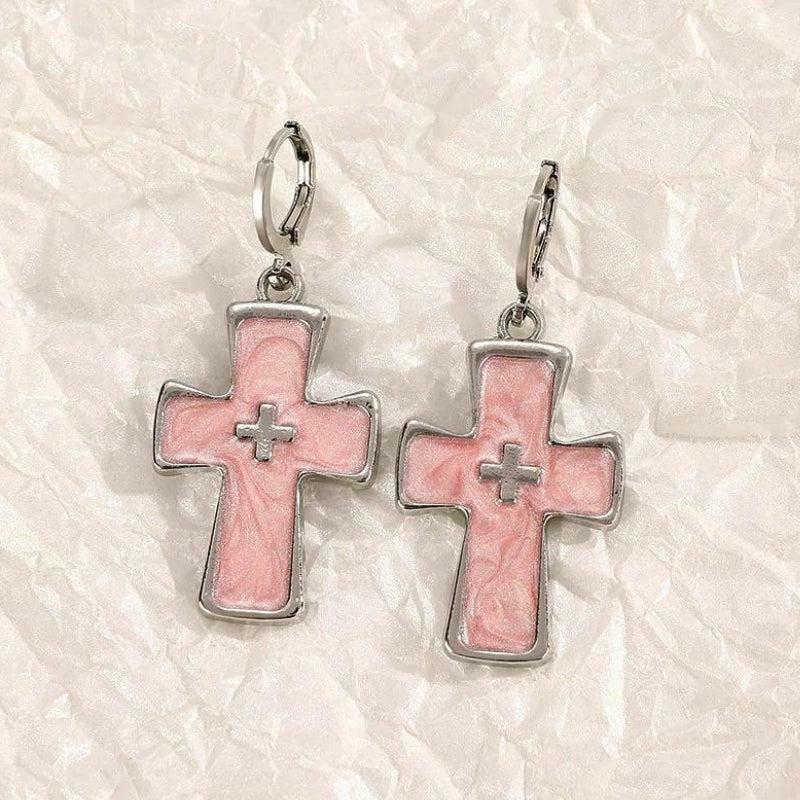 Y2K Grunge Cross Earrings for Retro Summer Outfits & Party Looks