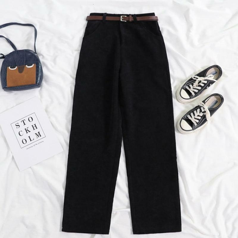 Y2K Grunge Dark Academia Corduroy Pants for Retro Summer Outfits