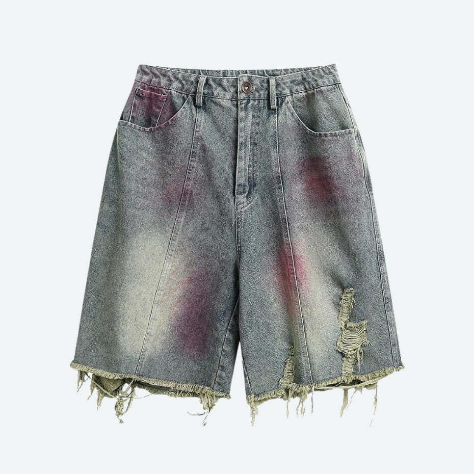 Y2K Grunge Distressed Denim Shorts for Retro Summer Outfits