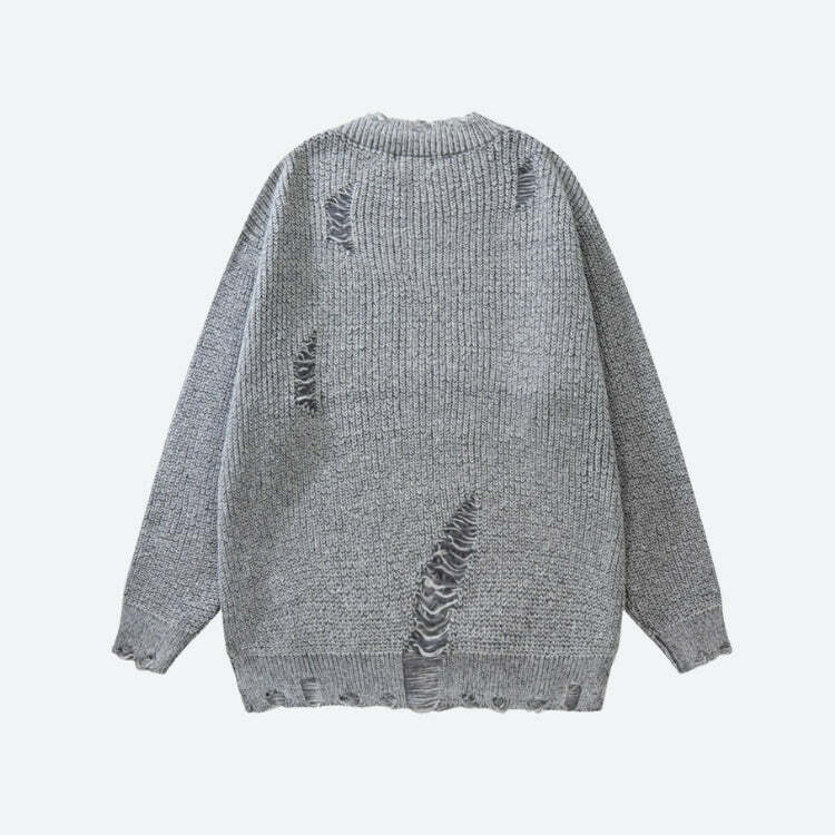 Y2K Grunge Distressed Knitted Sweater for Retro Summer Vibes