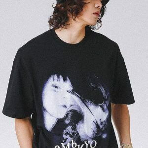 Y2K Grunge Embryo Made Tee: Retro 90s Summer Outfit Essential