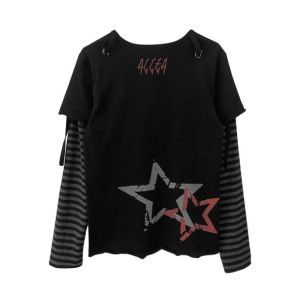 Y2K Grunge Emo Skull Long Sleeve Tee - Retro 90s Fashion Top