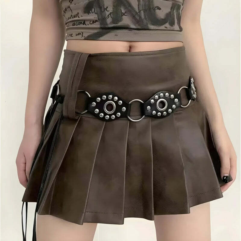 Y2K Grunge Faux Leather Lace-Up Belt for Retro Summer Outfits