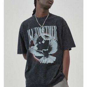 Y2K Grunge Fly Together Tee - Retro 90s Inspired Summer Top