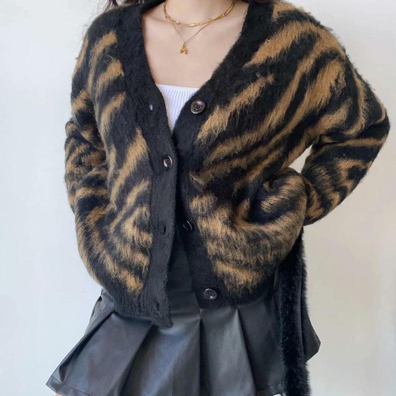 Y2K Grunge Fuzzy Cardigan for Retro Summer Outfits and Party Looks