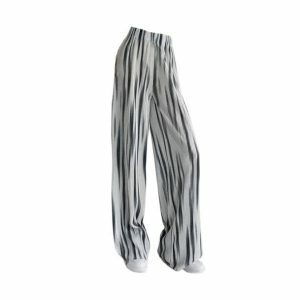 Y2K Grunge Gray Stripes Loose Pants for Retro Summer Outfits