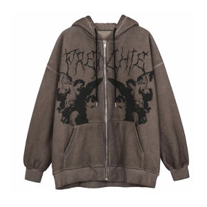 Y2K Grunge Guardian Hoodie: Retro 90s Fashion for Trendy Summer Outfits