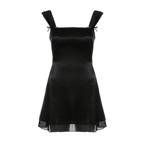 Y2K Grunge Lolita Black Mini Dress for Retro Summer Vibes