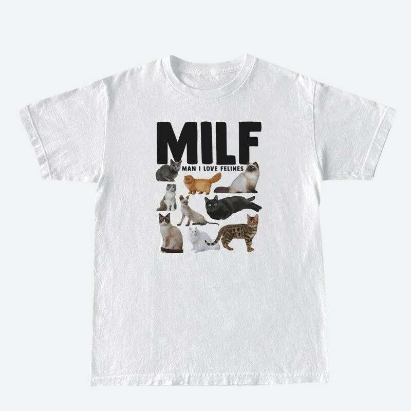 Y2K Grunge 'Man I Love Felines' Baby Tee for Retro Summer Vibes