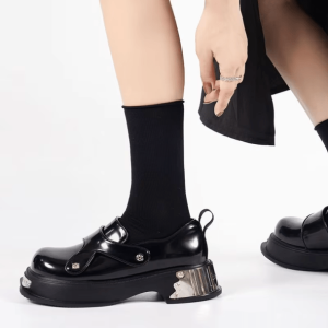 Y2K Grunge Metal Accents Goth Shoes for Retro Summer Outfits