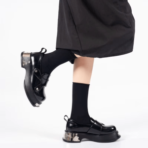 Y2K Grunge Metal Accents Goth Shoes for Retro Summer Outfits