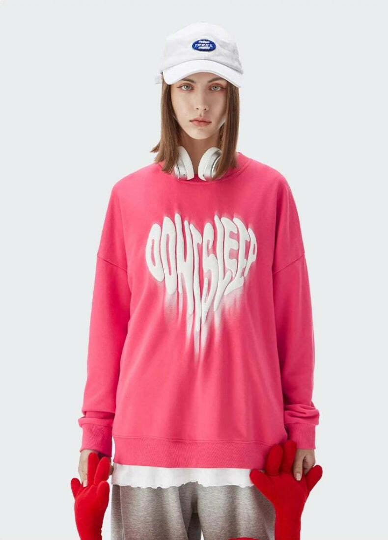 Y2K Grunge Ooh I Sleep Crew Neck Sweatshirt for Retro Summer Vibes