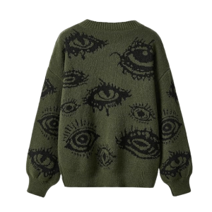 Y2K Grunge Open Eye Sweater - Retro 90s Fashion for Summer Vibes