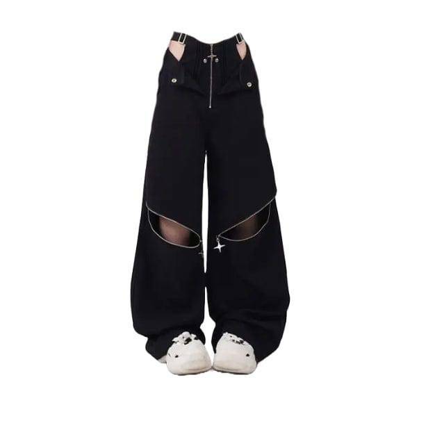 Y2K Grunge Open Zip Pants for Trendy Summer Outfits & Retro Vibes