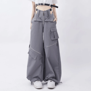 Y2K Grunge Open Zip Pants for Trendy Summer Outfits & Retro Vibes