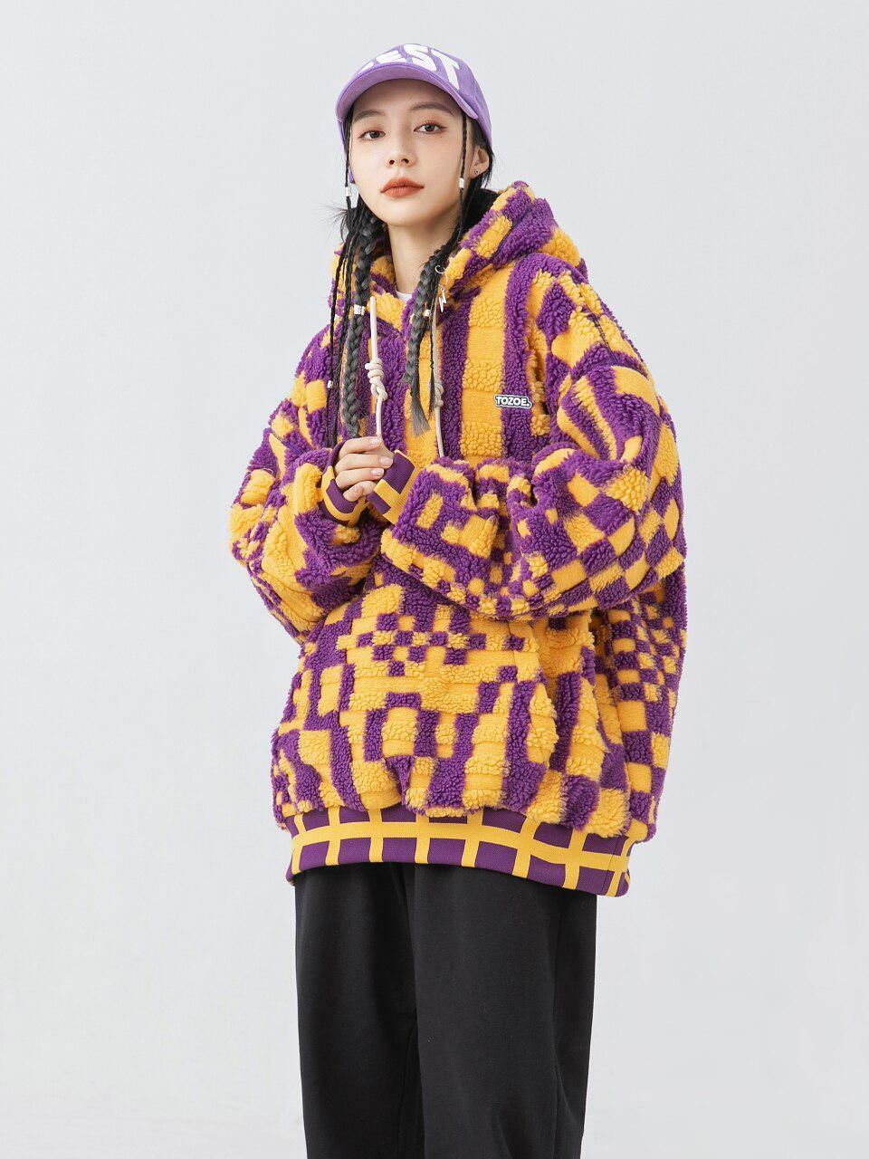 Y2K Grunge Oversized Plush Hoodie for Retro Summer Outfits