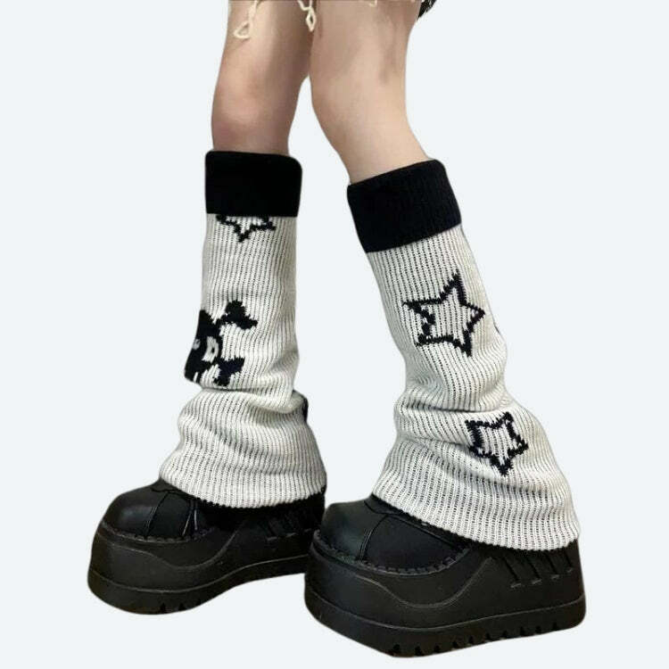 Y2K Grunge Reversible Leg Warmers for Retro Summer Outfits & Parties