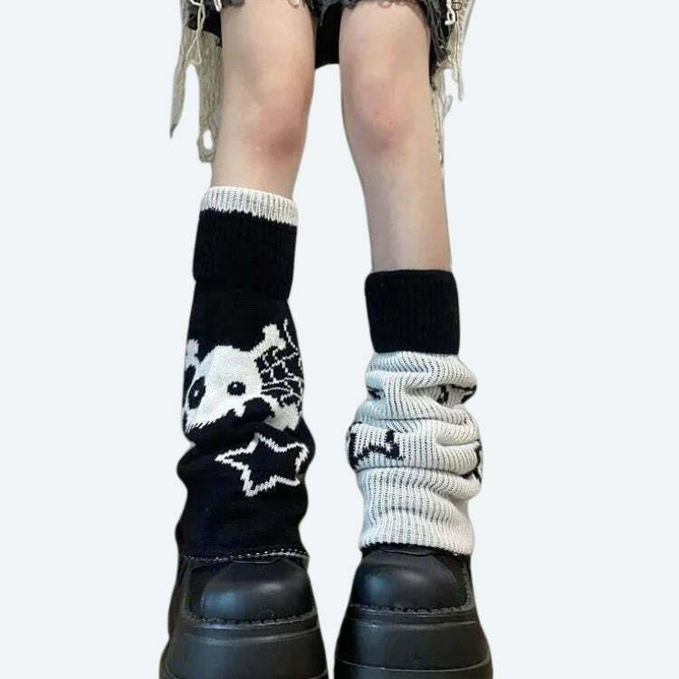 Y2K Grunge Reversible Leg Warmers for Retro Summer Outfits & Parties