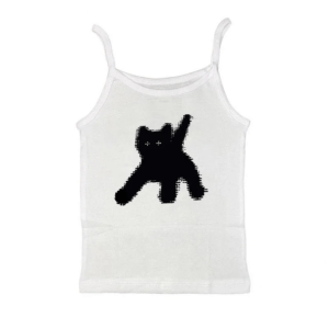 Y2K Grunge Sad Kitty Crop Top for Retro Summer Outfits and Parties