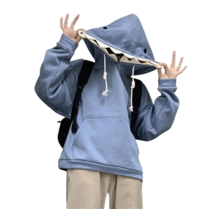 Y2K Grunge Shark Bite Hoodie - Retro 90s Fashion Summer Essential