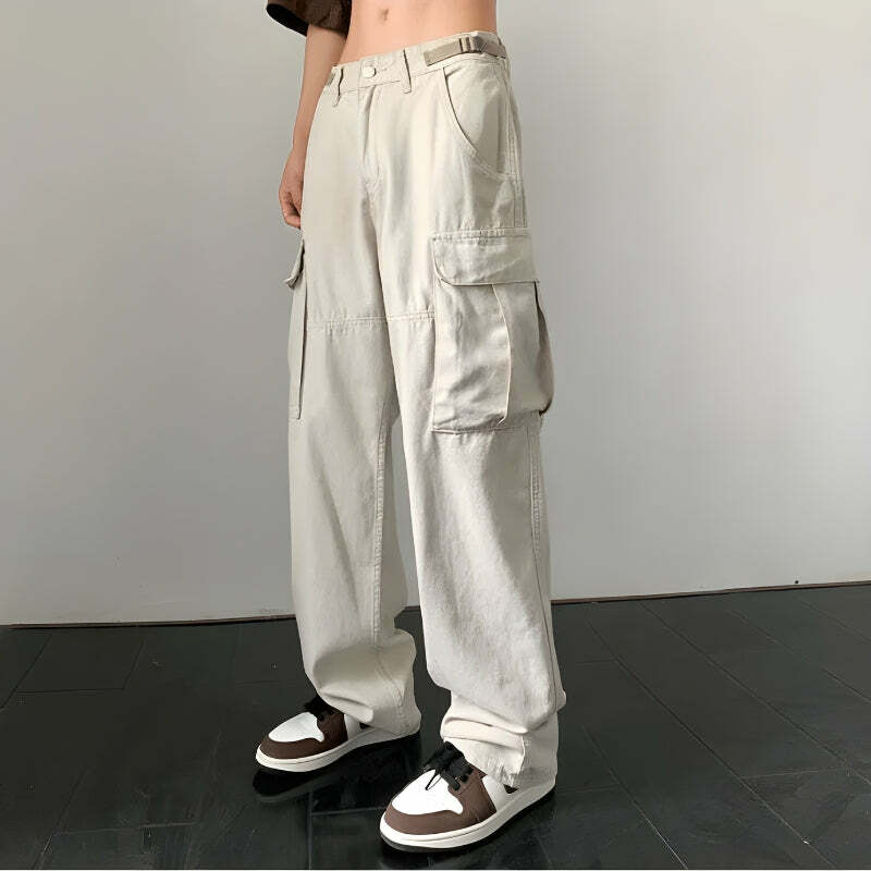 Y2K Grunge Side Belt Baggy Cargo Pants for Retro Summer Outfits