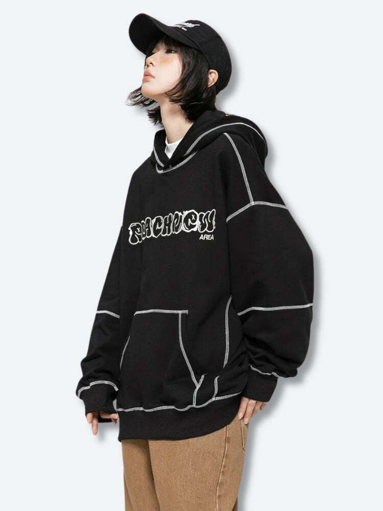 Y2K Grunge Skater Hoodie: Retro 90s Fashion for Summer Vibes