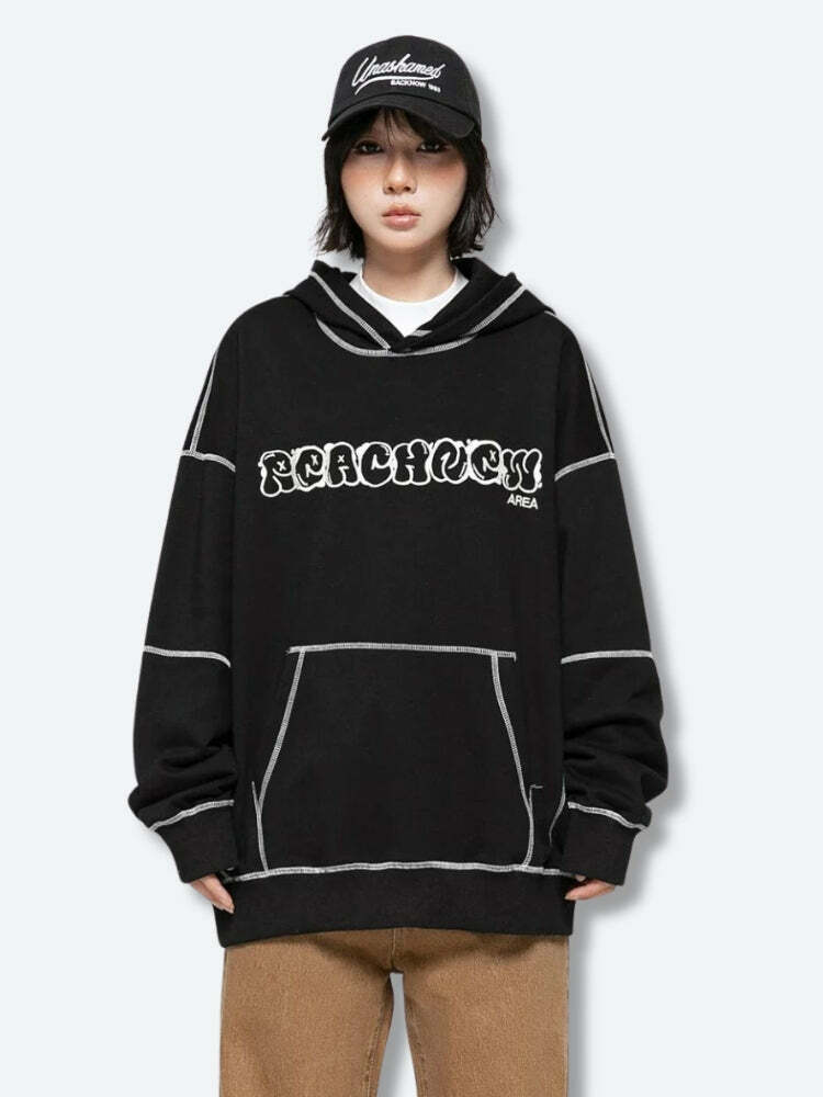 Y2K Grunge Skater Hoodie: Retro 90s Fashion for Summer Vibes