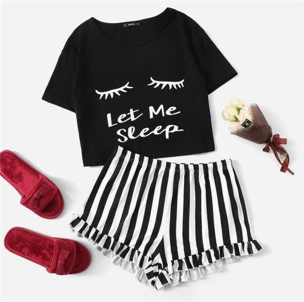 Y2K Grunge Sleepy Pajama Set - Retro 90s Summer Outfit for Cozy Nights