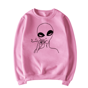 Y2K Grunge Smoking Alien Jumper - Retro 90s Style for Unique Outfits