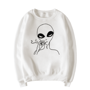 Y2K Grunge Smoking Alien Jumper - Retro 90s Style for Unique Outfits