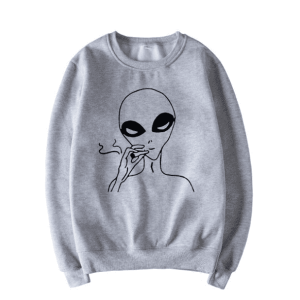 Y2K Grunge Smoking Alien Jumper - Retro 90s Style for Unique Outfits