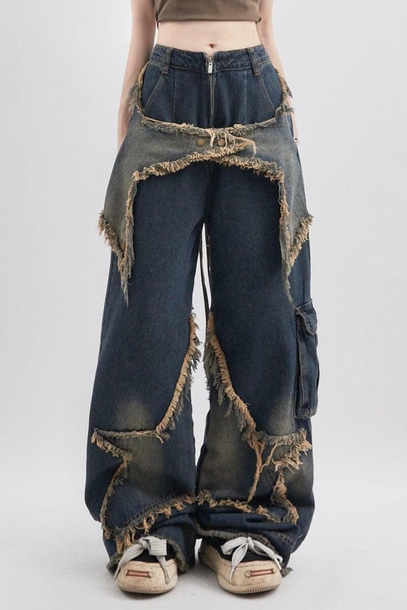 Y2K Grunge Star Jeans: Retro 90s Fashion for Effortless Summer Style