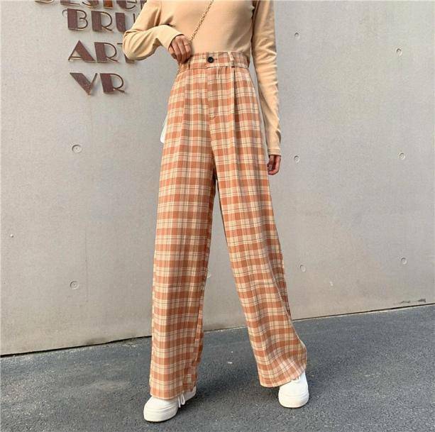 Y2K Grunge Straight Leg Plaid Pants for Retro Summer Outfits