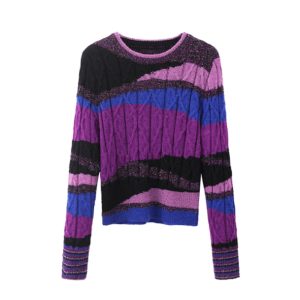 Y2K Grunge Style Round Neck Purple Sweater for Retro Summer Vibes