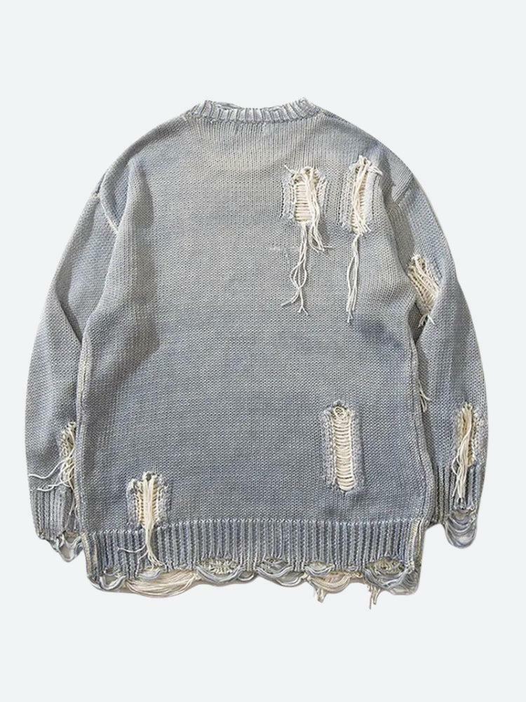 Y2K Grunge Tasseled Distressed Sweater for Retro Summer Vibes