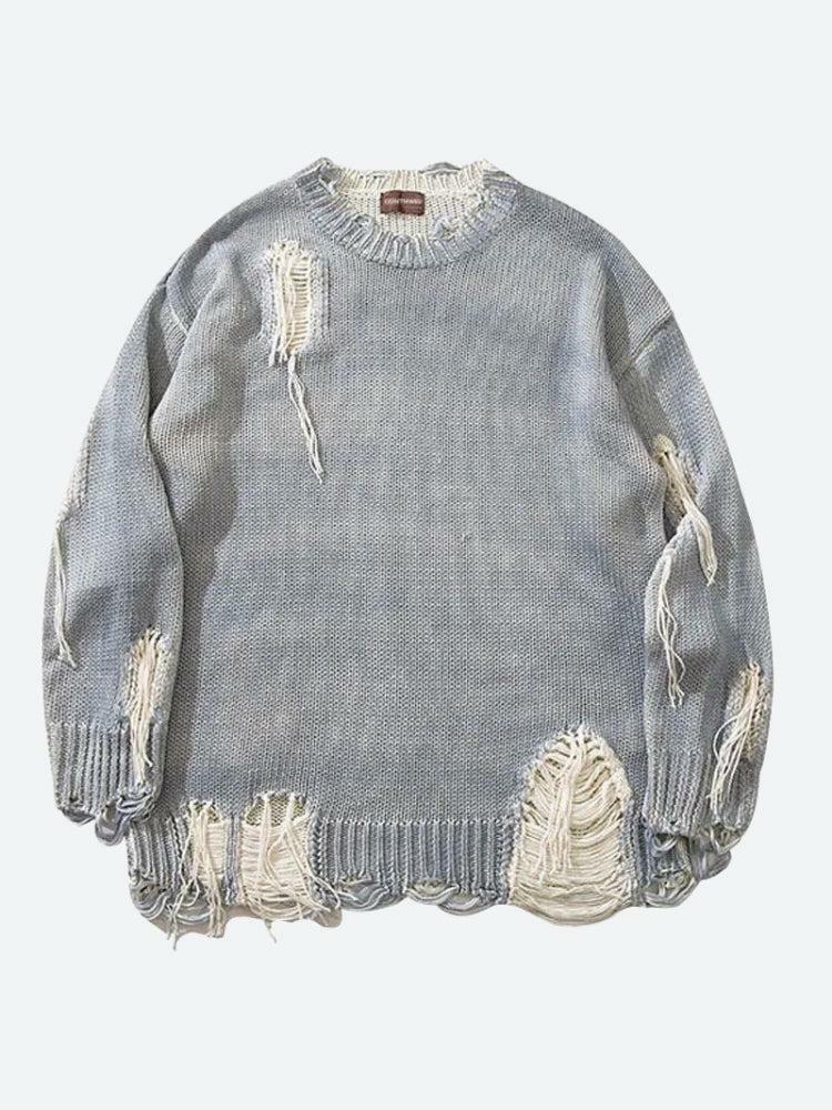 Y2K Grunge Tasseled Distressed Sweater for Retro Summer Vibes