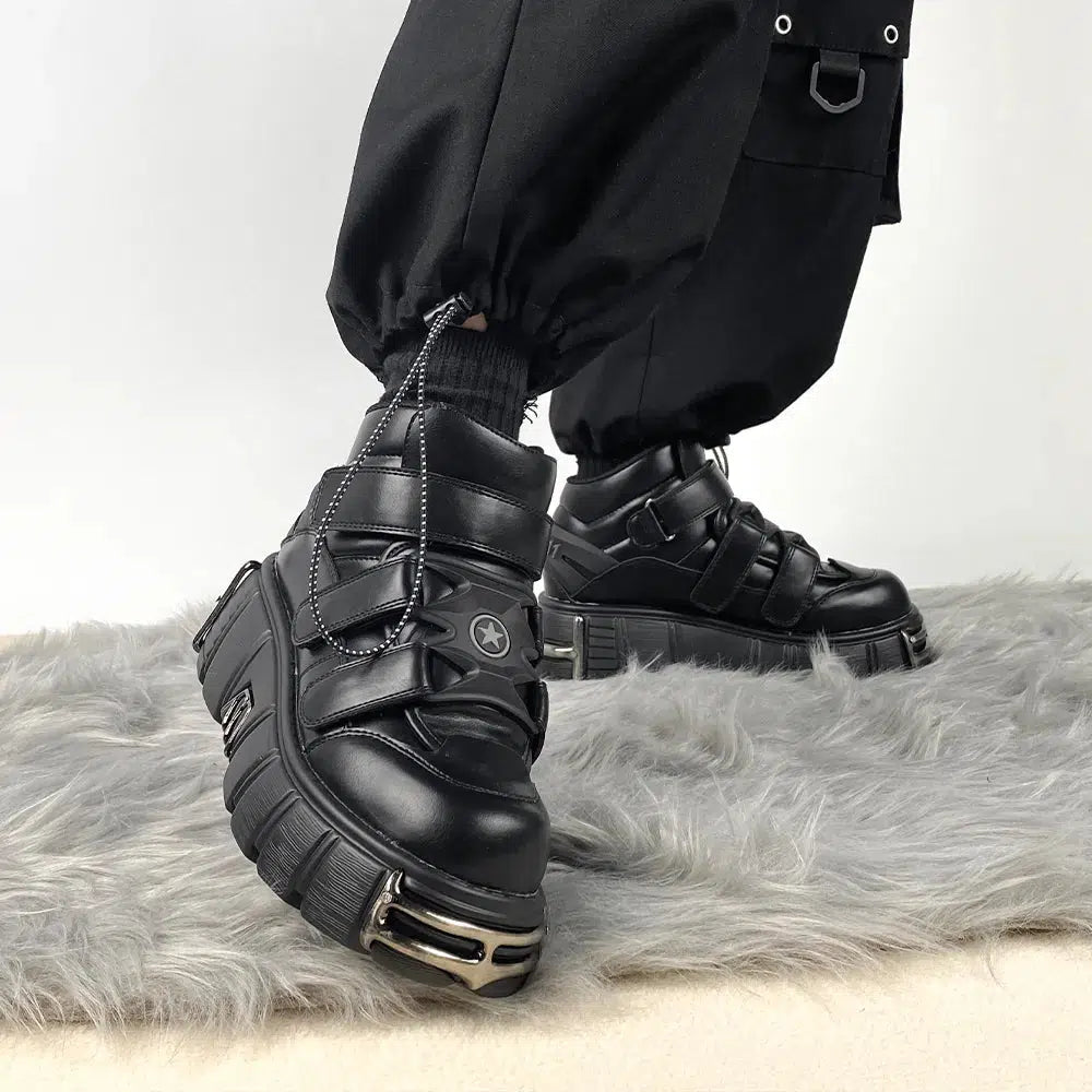 Y2K Grunge Velcro Strap Platform Boots for Retro Summer Outfits