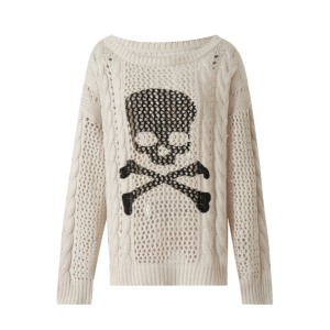 Y2K Grunge White Skeleton Knitted Sweater for Retro Summer Vibes