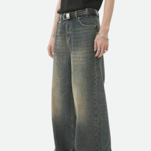 Y2K Grunge Wide Leg Denim Jeans for Retro Summer Outfits